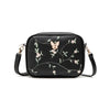 Floral Embroidered Crossbody Bag with Butterfly Charm Black