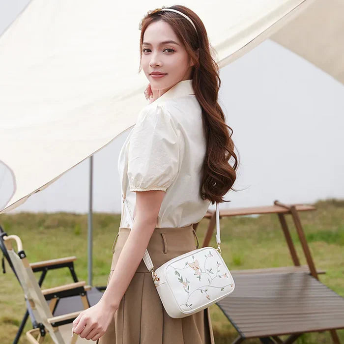 Floral Embroidered Crossbody Bag with Butterfly Charm bags