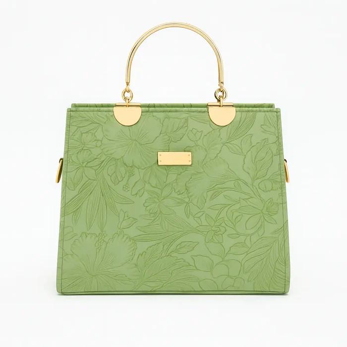 Noir Flora – Gold Handle Tote Handbag for Women | Elegant Bag